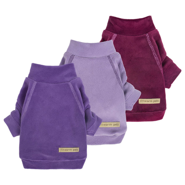 Fitwarm 3 Pack Classic Fleece Dog Sweater, Turtleneck Dog Sweatshirt, Dog Winter Clothes for Small Dogs Boy Girl, Pet Pullover Jumper, Cat Apparel, Purple, MediumPurple, Dark Red, Medium