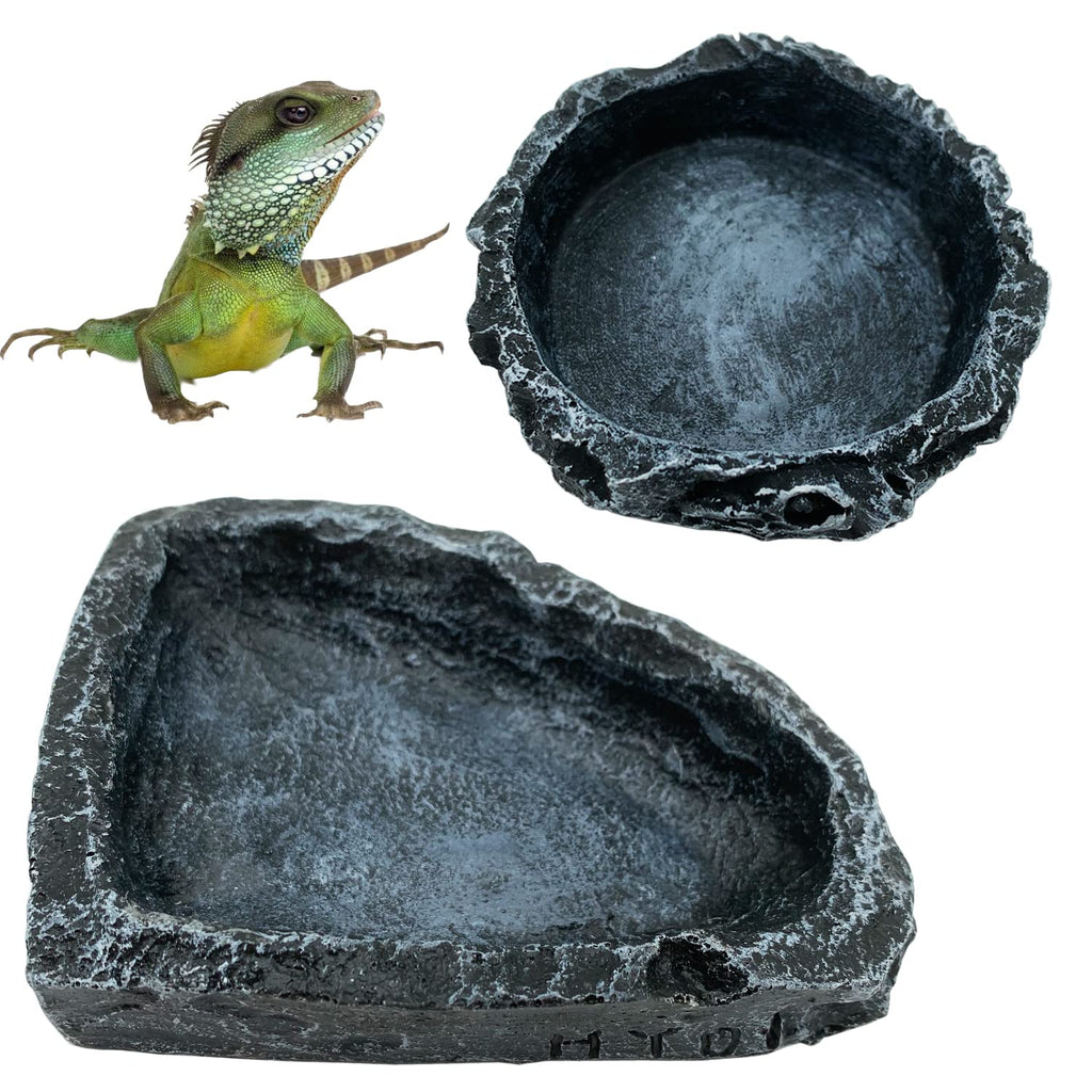 2 Pack Reptile Feeding Dish Corner Bowl, Reptile Water Dish Food Bowl, Reptile Feeding Terrarium Bowls for Bearded Dragon Lizard Frog Gecko Tortoise Hermit Crab