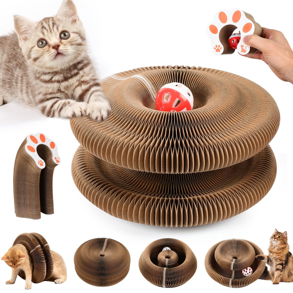 Kitty Kurlz Foldable Cat Accordion Toy & Scratch Board - Interactive Scratch Pad with a Ball for Indoor Cats (1PCS)