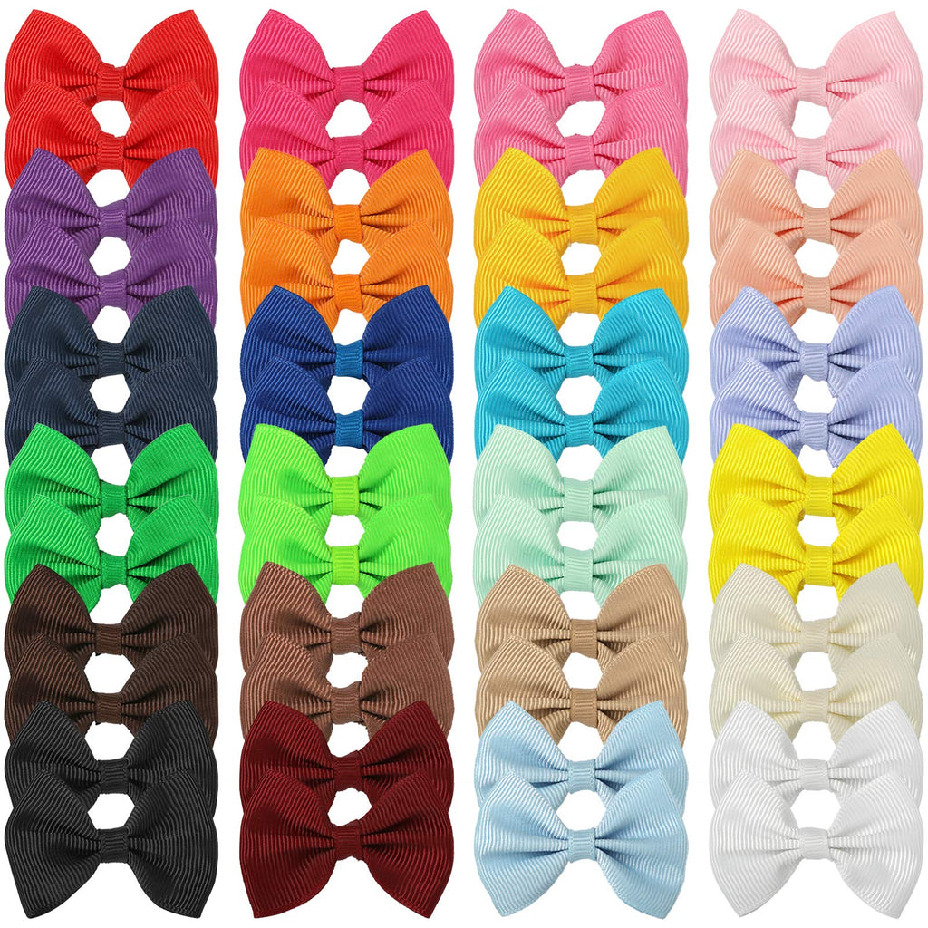 XIMA 48PCS(24pairs) Dog's Hair Bows Clips,Small Handmade Hair Accessories Bow Pet Puppy for Doggies Cat Kitten Rabbit Grooming Accessories (Mixcolors-48pcs Bows Hair Clip)