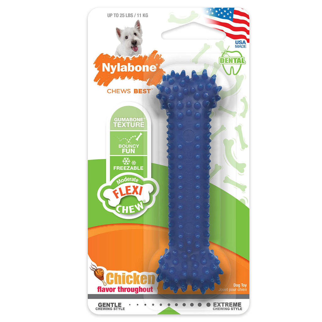 Nylabone Gumabone Textured Dental Bone Flexi Chew Toy for Dogs, Dog Toys for Moderate Chewers, Chicken Flavor, Small - Up to 25 Ibs, 1 Count