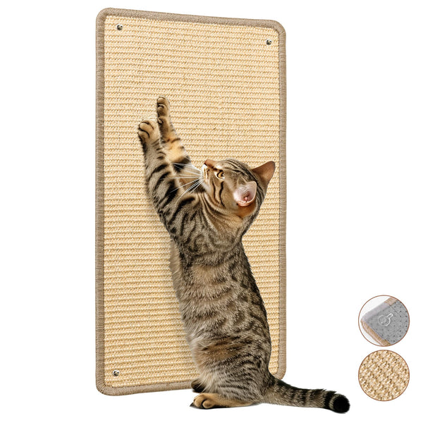 ComSaf Wall Cat Scratcher Mat - Sisal Cat Scratching Pad for Indoor Cats Kitten, Wall Floor Mount Natural Cat Scratch Mat with Adhesive Screw, 23.6" X 11.8" Reinstallable Furniture Protector