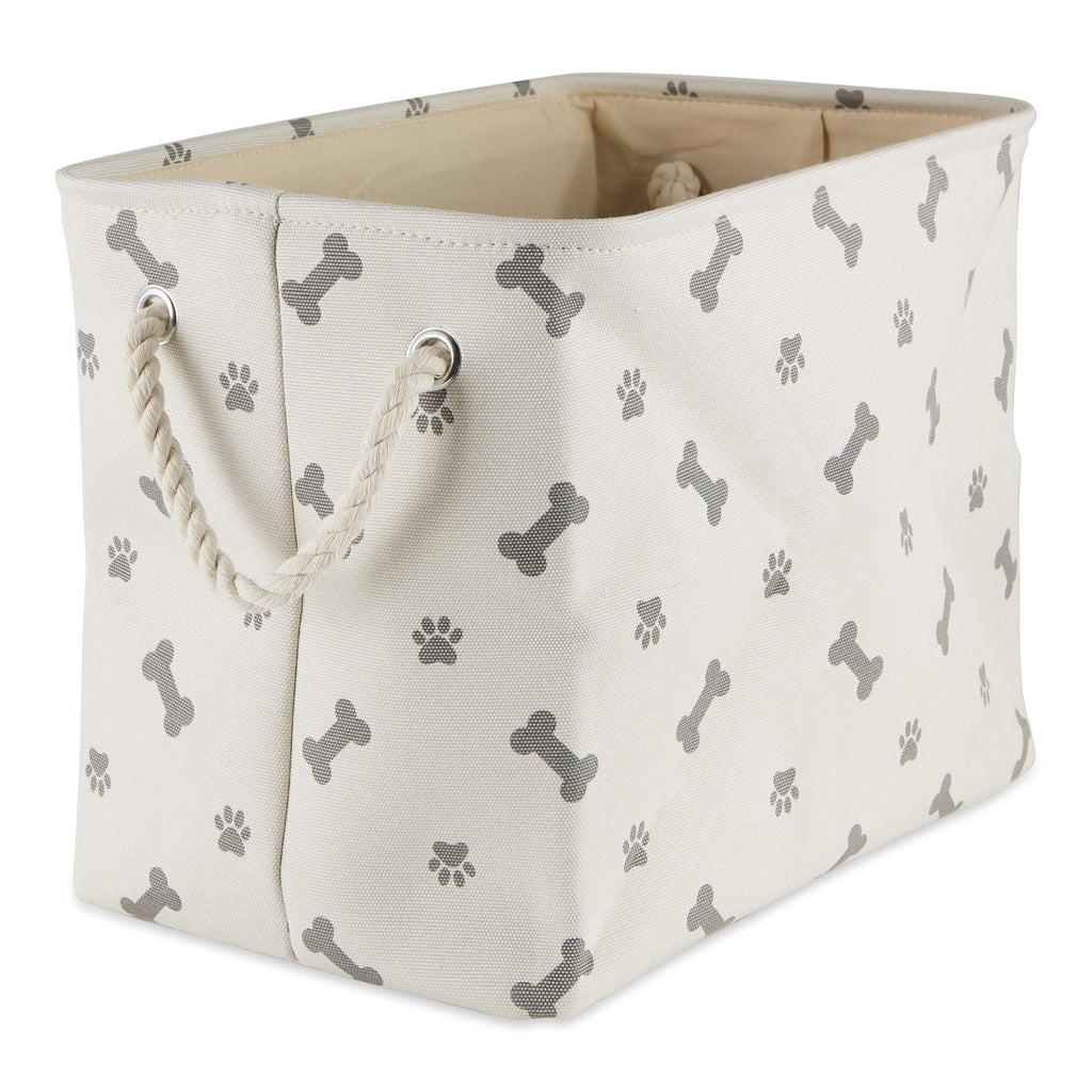 Bone Dry Pet Storage Collection Paw and Bone Print, Large Rectangle, 17.5x12x15", Gray