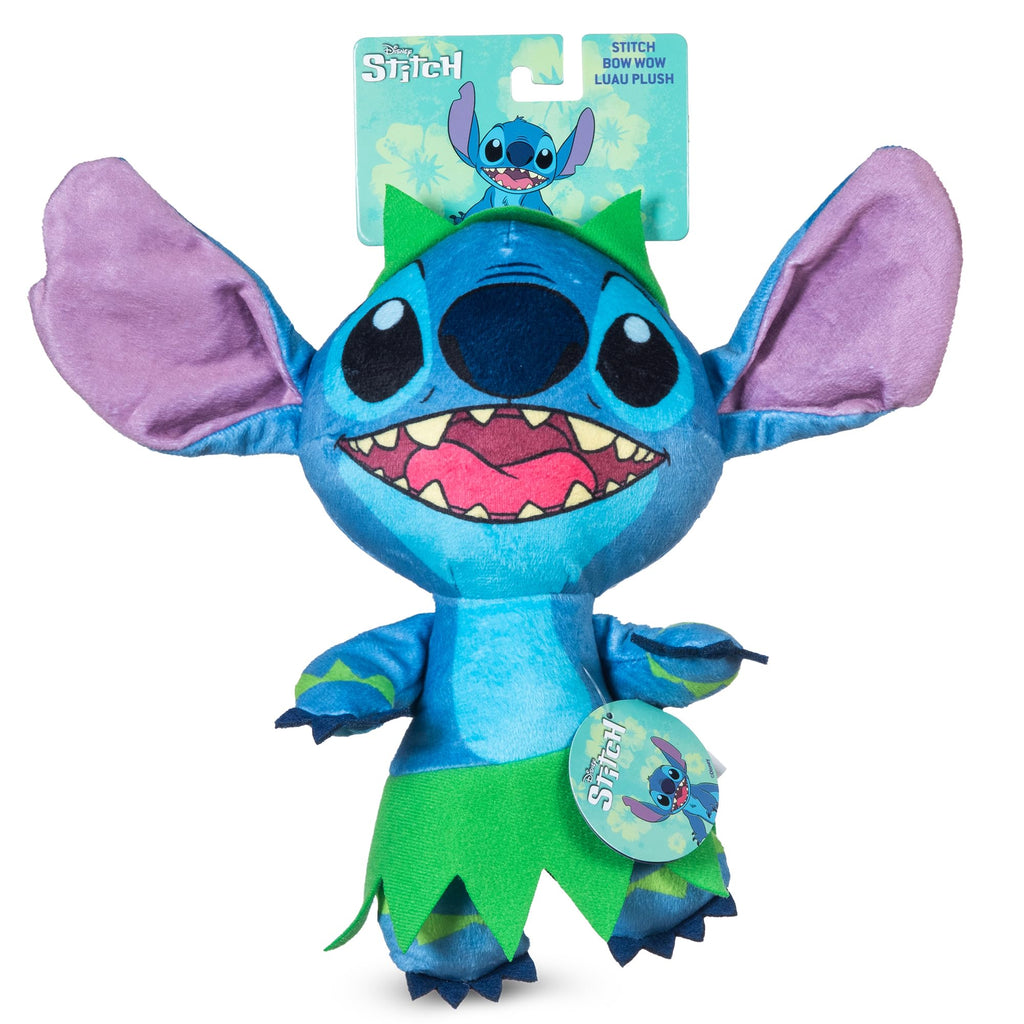 Disney for Pets Lilo and Stitch Bow Wow Luau Plush Dog Toy, – Squeaker & Crinkle Sound – Cute Dog Toy for Disney Fans, 9 Inch
