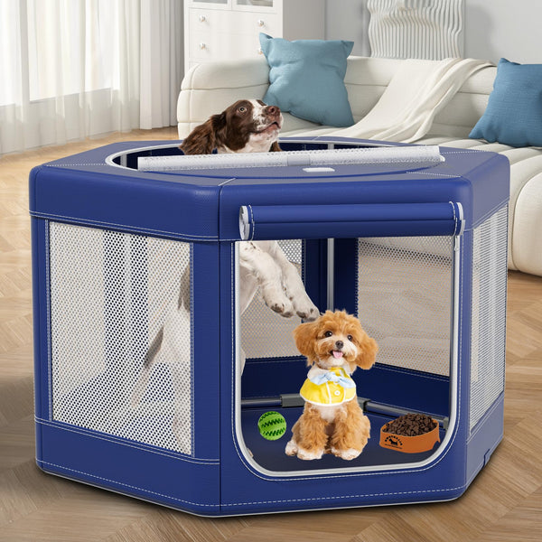 Puppy Dog Playpen,42x42x25 Inches Fabric Mesh Dog Fence,Portable Soft Playpen for Dog and Cat, Breathable Exercise Pet Play Pen Indoor/Outdoor,Removable Zipper Top,Tear Resistant Fabric,Safe & Sturdy