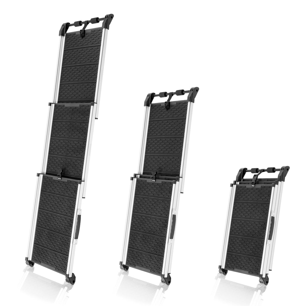 Dog Ramp for Car - Anti-Slip Dog Car Ramp for Large Dogs SUV - Stable 250LBS Capacity - Telescoping Pet Ramp for Car - Portable - Night Safety Reflective Sides - Fixing Clip - Black