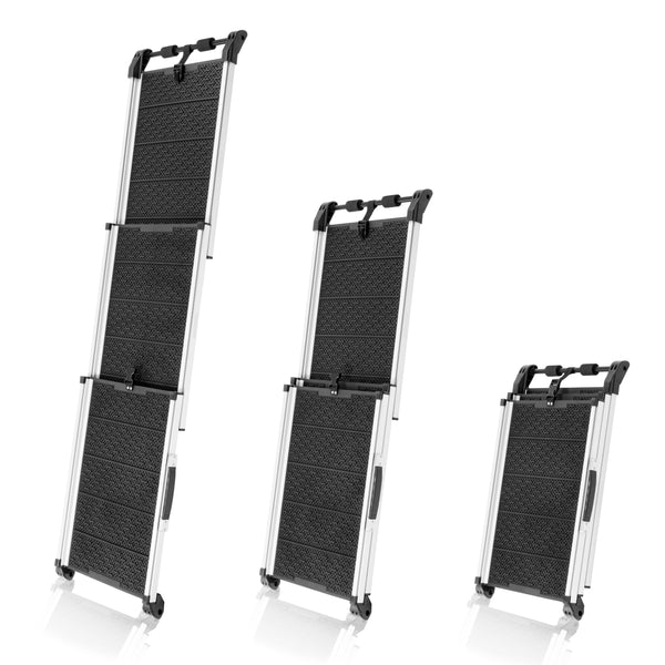 Dog Ramp for Car - Anti-Slip Dog Car Ramp for Large Dogs SUV - Stable 250LBS Capacity - Telescoping Pet Ramp for Car - Portable - Night Safety Reflective Sides - Fixing Clip - Black