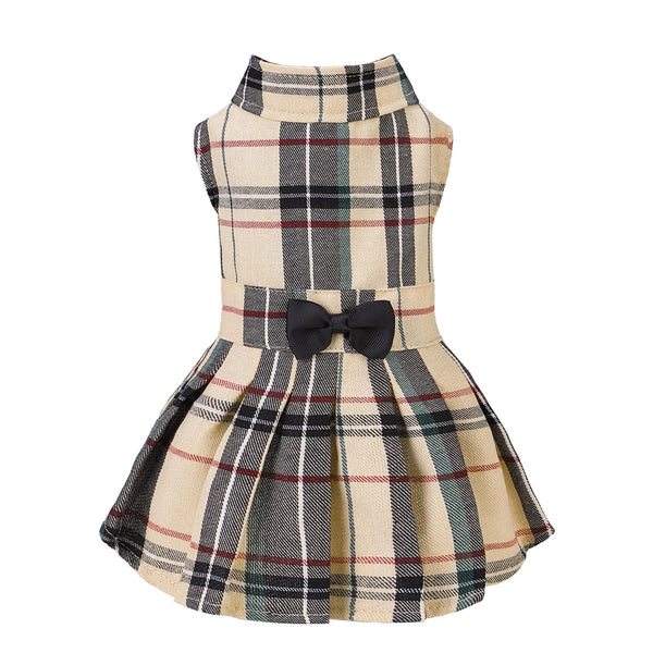 PUPTECK Classic Plaid Dog Dress Cute Puppy Clothes Outfit Medium