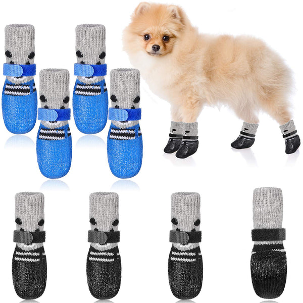 Weewooday 2 Sets Dog Boots Shoes Socks Waterproof Cat Shoes Rain Snow Dog Booties Anti-Slip Cat Sock Booties with Adjustable Drawstring for Small Puppy(Small)