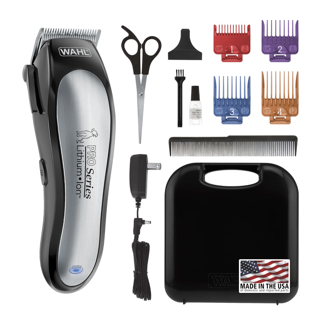 Wahl USA Lithium Ion Pro Series Cordless Animal Clippers – Rechargeable, Heavy-Duty, Electric Dog & Cat Grooming Kit for Small & Large Breeds with Thick to Heavy Coats – Model 9766
