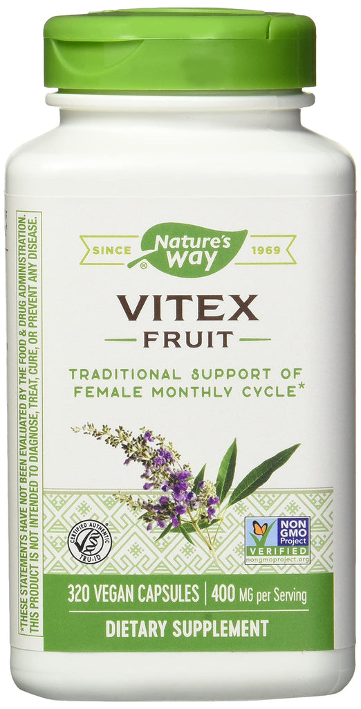 Nature's Way Natures Way Vitex Fruit, Traditional Support of Monthly Cycle, Vegan, Non-GMO, 320 Capsules, 320 Count (Pack of 12)