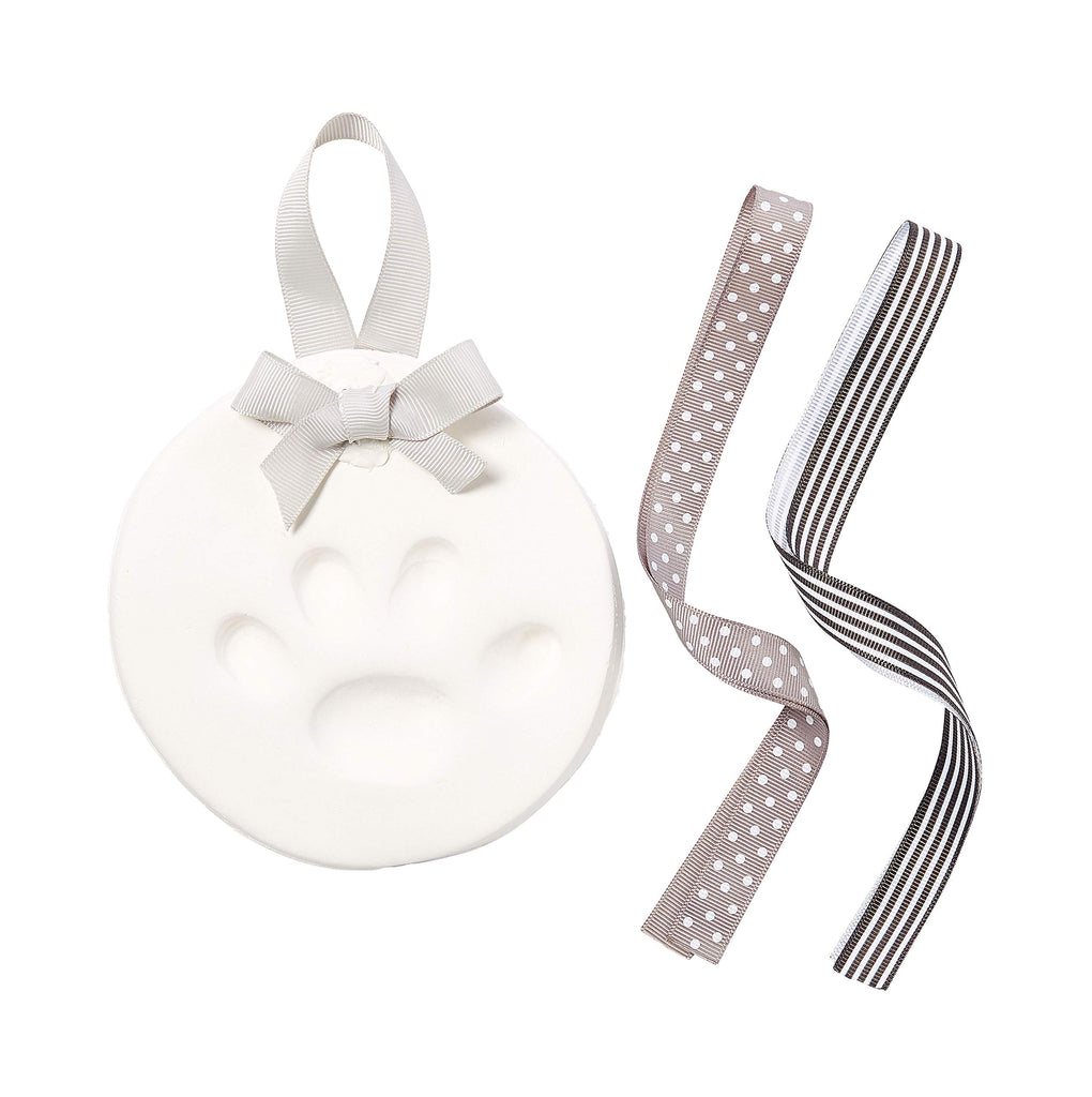 Pearhead Pet Paw Print Keepsake Ornament Kit - DIY Hanging Clay Keepsake for Dogs & Cats, Pet's First Christmas Ornament, Customized Family Ornament, 3 Ribbons