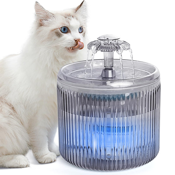 Cat Water Fountain with LED Light - 88oz/2.6L No Pawblems Ultra Quiet Pet Water Fountain with 2 Flow Modes, Automatic Water Dispenser for Cats and Small Dogs Inside