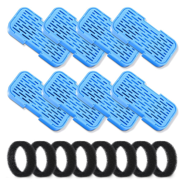 UIOOQ Official Cat Fountain Filters, 16 Pack (8 Filters + 8 Sponges) with Activated Carbon, Ultra-fine Fiber
