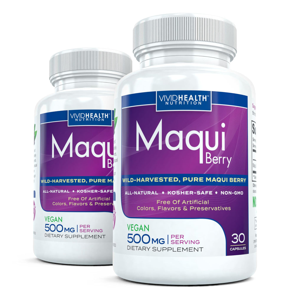 Pure Maqui Berry (2 Bottles) Extract Capsules | Natural Antioxidant Rich Superfood Formula, Vegan Safe - 500mg, 60 Veggie caps