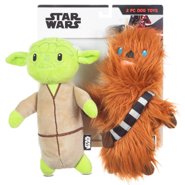STAR WARS for Pets 2piece Multipack Dog Toys, YODA and Chewbacca Bobo Style Dog Toys Plush Toys Fabric Plush Dog Toy, Squeaky