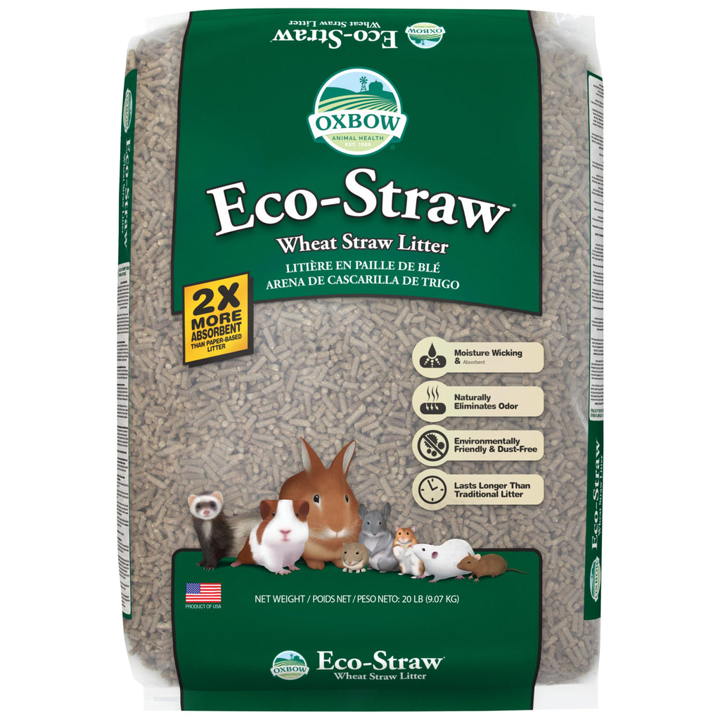Oxbow Eco Straw Wheat Straw Litter for Small Animals, Dust Free, Rabbit, Guinea Pig, Ferret, & Cat Litter, Oxbow Animal Health, Moisture Wicking Pellets for Guinea Pig, Made in USA, 20 lb. Bag