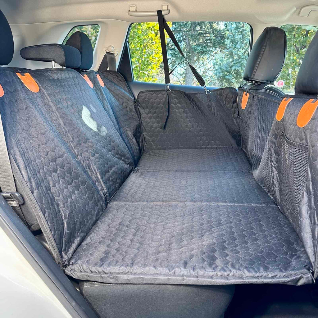 Back Seat Extender for Dogs - Car Cover with Hard Bottom - Backseat Protector Pet Hammock for Dog for Truck SUV - Waterproof Travel Bed