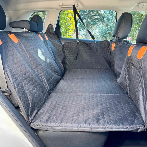 Back Seat Extender for Dogs - Car Cover with Hard Bottom - Backseat Protector Pet Hammock for Dog for Truck SUV - Waterproof Travel Bed