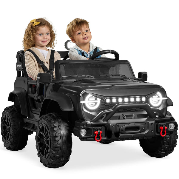 Best Choice Products Kids 24V 2-Seater Electric Ride On Car Truck w/ 132lb Weight Capacity, Parent Control, Bluetooth, LED Lights - Black