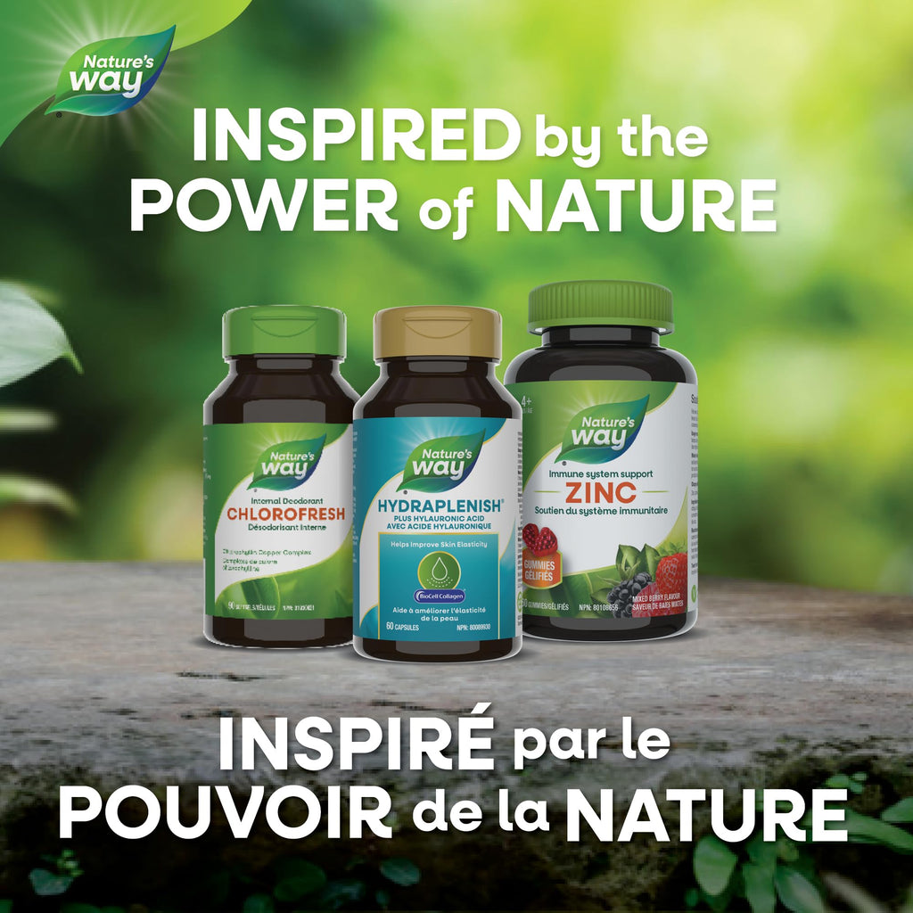 Nature’s Way Hydraplenish, with Unique BioCell Collagen, Hyaluronic Acid, Supports Healthy Skin*, Promotes Skin Collagen Production*, Promotes Skin Elasticity,* 60 Capsules (Packaging May Vary)