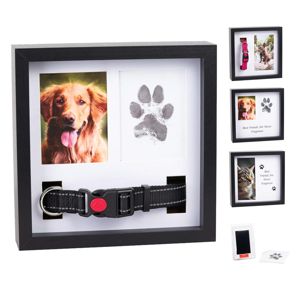 OtterPets Pet Memorial Dog Picture Frame, 4 Customizable Displays, 9x9, Paw Print Kit for Dogs, Pet Memorial Gift for Dogs, Loss of Dog Sympathy Gift, Pet Paw Print Impression Kit