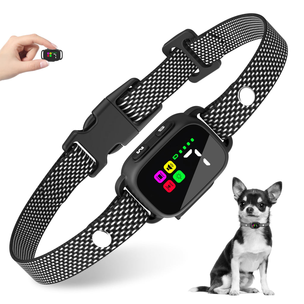 Bark Collar, Dog Bark Collar for Small Medium Dogs, No Shock Anti-Bark Collars, Rechargeable Smart Collar, Automatic Stop Bark Collar with Adjustable Beep Vibration Modes and 7 Sensitivity