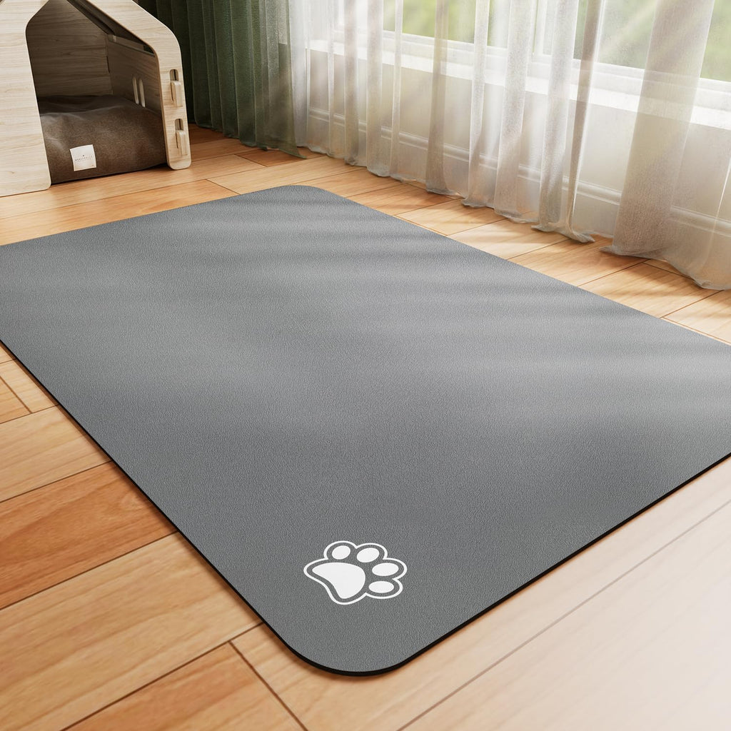 HotLive Pet Feeding Mat - Absorbent Dog Mat for Food and Water, No Stains Cat Bowl Mat, Easy to Clean Pet Placemats, Quick Dry Dog Water Dispenser Mat for Messy Drinkers | Dark Grey 18"x 28"