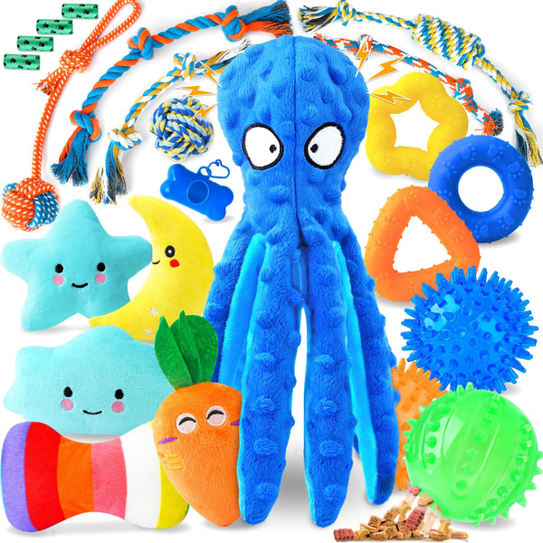 Eefitoys Puppy Toys 23 Pack, Interactive Dog Toys for Puppy Teething, Puppy Chew Toys with Squeaky Plush Toys, Rope Toys and Dog Treat Balls for Small Dogs