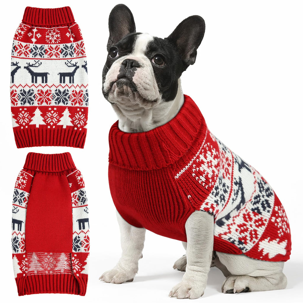 Christmas Dog Sweaters for Small Large Dogs Girl, Soft Warm Pup Dogs Shirt, Turtleneck Dog Sweaters for Medium Large Dogs, Double Knitting Collar for Outdoors Playing L