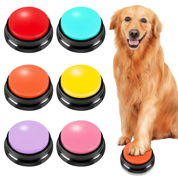 Recordable Dog Buttons 6 Color, Dog Buttons for Communication, Training Your Dog/Cat to Talk, Talking Pet Buttons, Dog Training Set, 30 Second Record & Clear Playback, Gift for Dogs/Cats