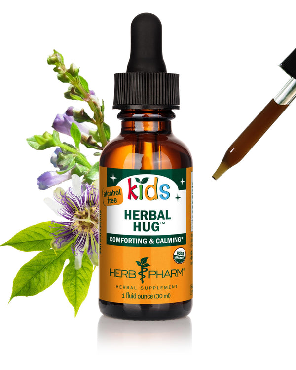 Herb Pharm Certified Organic Alcohol-Free Kids Herbal Hug Liquid Herbal Glycerite Formula, 1 Oz