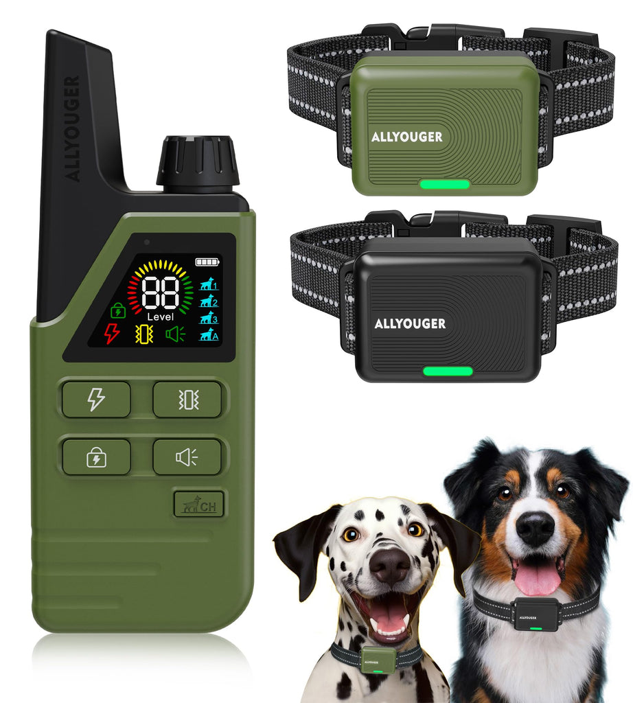 Dog Shock Collar 2 Dogs (5-120Lbs) - 4500FT Dog Training Collar with 3 Training Modes, Security Lock,Reflective Nylon Colar，IP67 Waterproof＆Rechargeable Remote e-Collar for All Breeds, Sizes