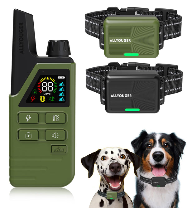 Dog Shock Collar 2 Dogs (5-120Lbs) - 4500FT Dog Training Collar with 3 Training Modes, Security Lock,Reflective Nylon Colar，IP67 Waterproof＆Rechargeable Remote e-Collar for All Breeds, Sizes