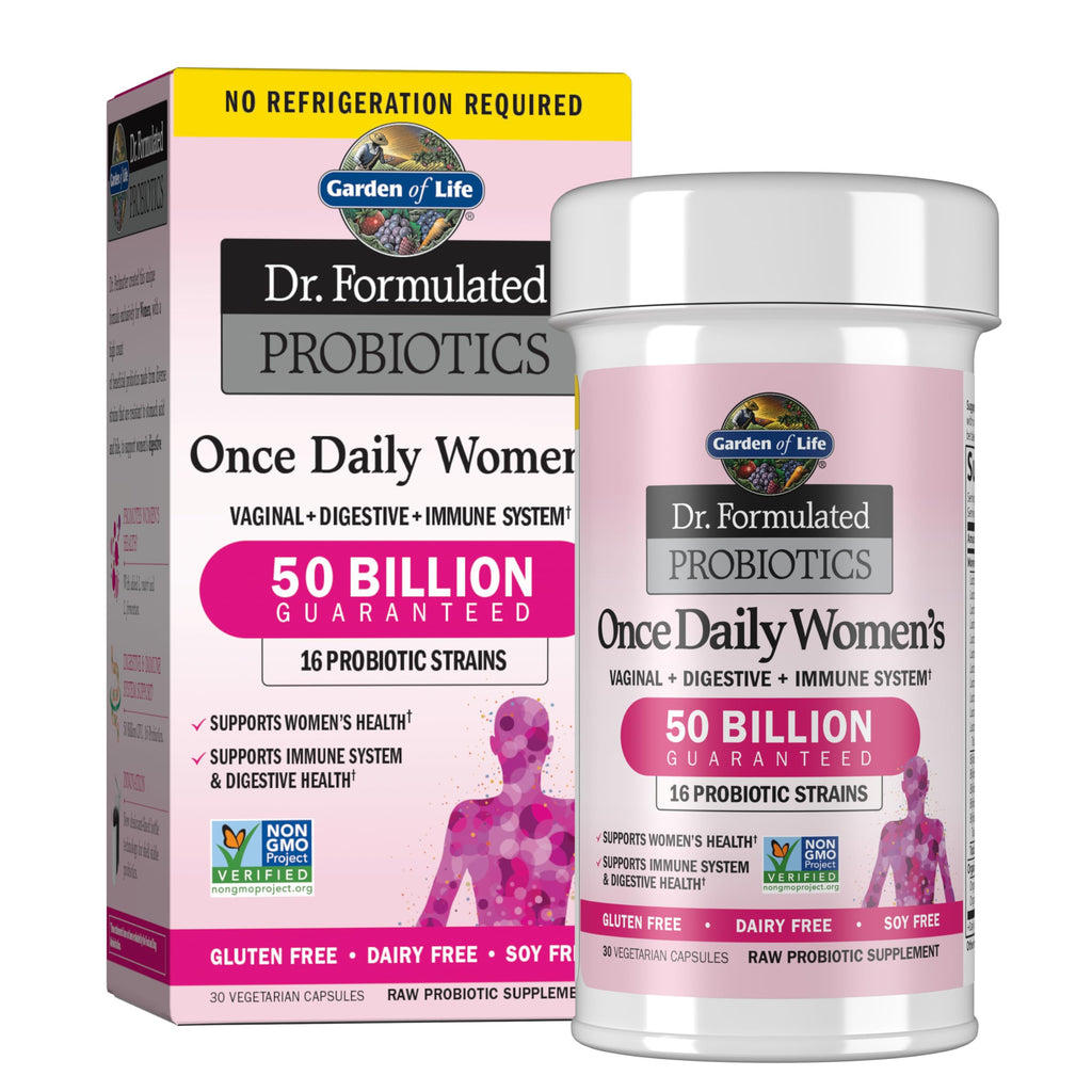 Garden of Life Once Daily Dr. Formulated Probiotics for Women 50 Billion CFU 16 Probiotic Strains with Organic Prebiotics for Digestive, Vaginal & Immune Health, Dairy Free, Shelf Stable 30 Capsules