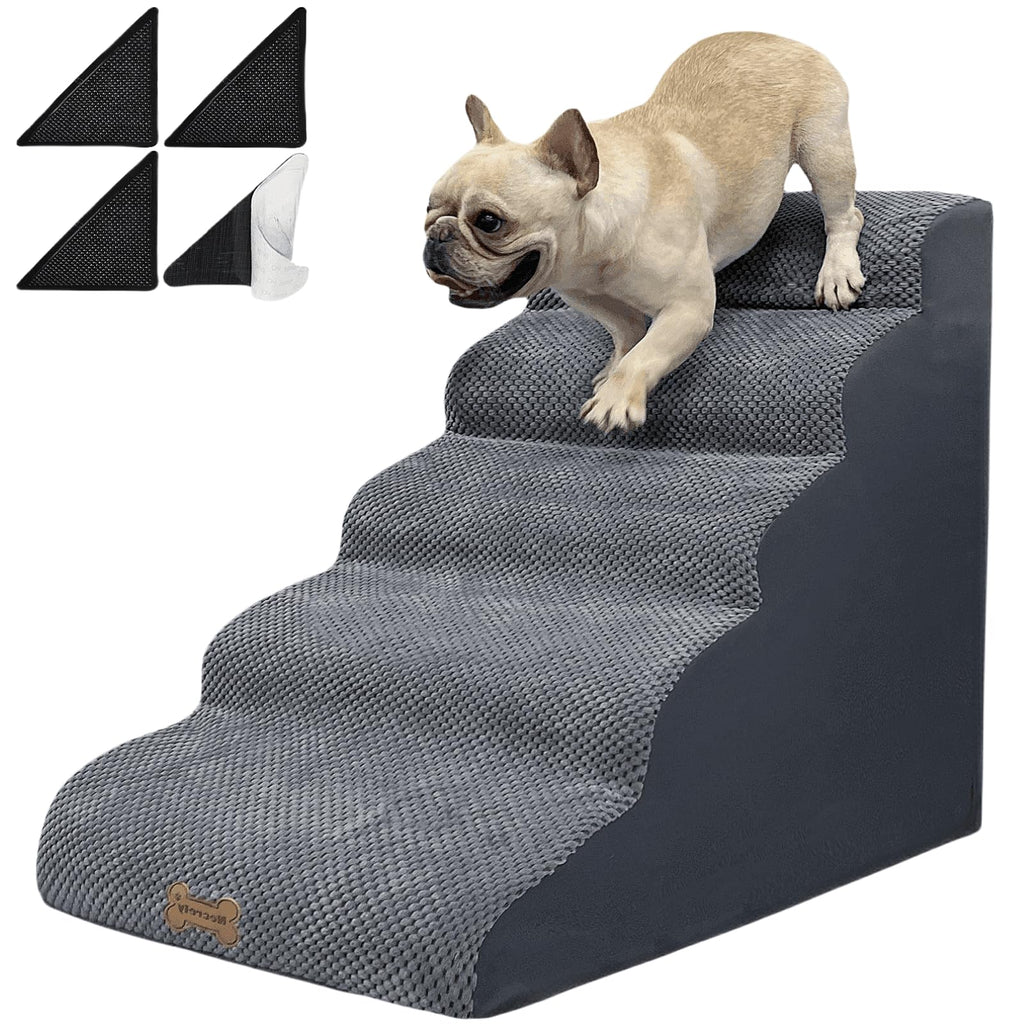 5-Step Dog Stairs for 30 Inch High Beds & 20-30 Inch Couch Bed, Non-Slip Balanced Indoor Pet Ramp Stairs for Small Old Large Dogs Cats to Get on Bed 30D