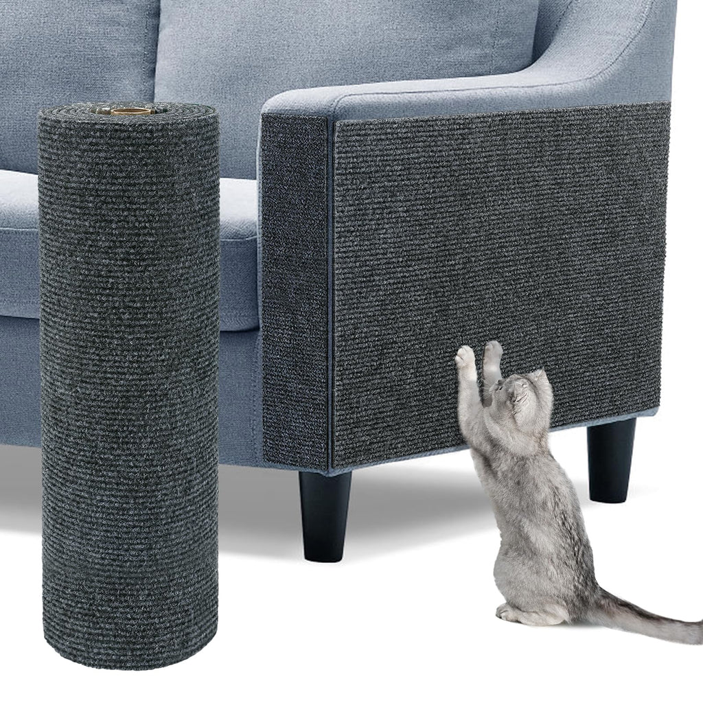78.7"x14.6" Trimmable Cat Scratch Furniture Protector - Climbing Self-Adhesive Cat Scratching Pad Mat, Couch Protector from Claws for Scratch Post Cat Tree Shelves Wall, Dark Gray