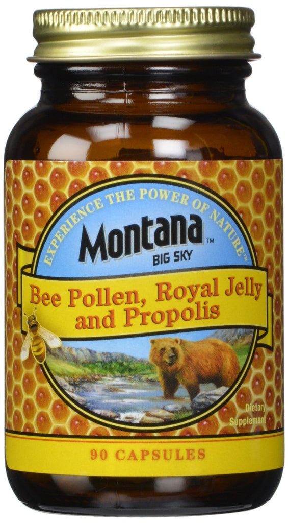 Montana Big Sky, Bee Pollen Royal Jelly and Propolis Capsules, 90 Count (Pack of 12)