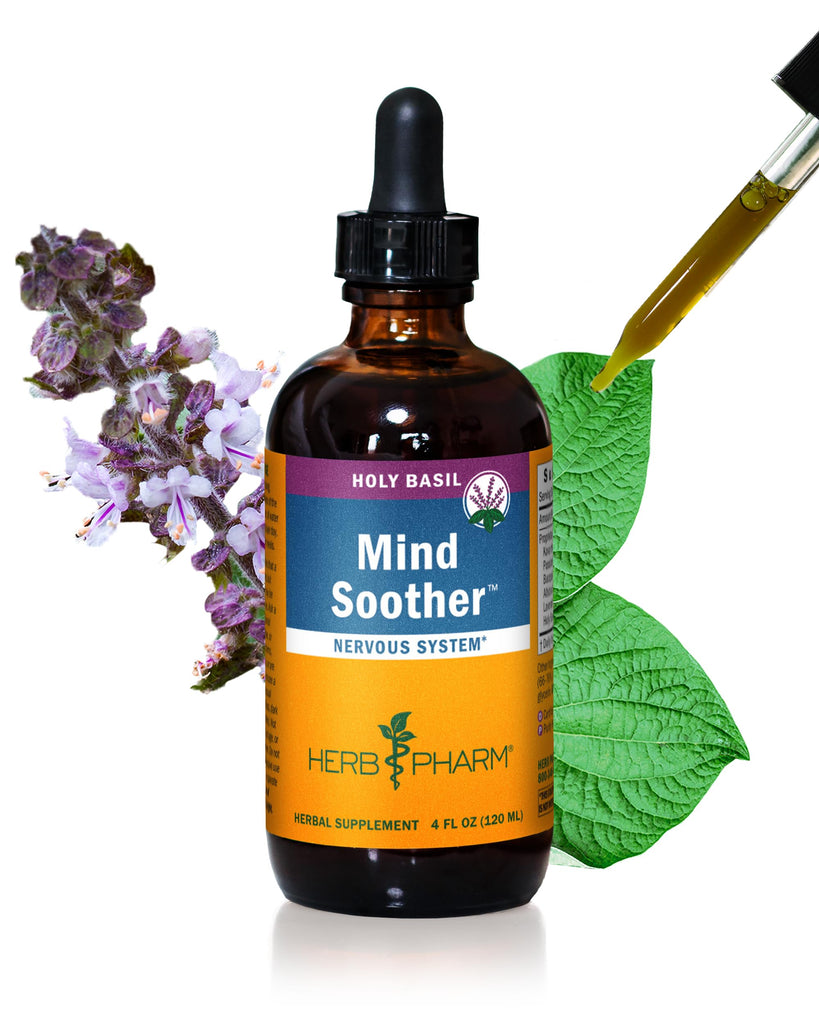 Herb Pharm Organic Mind Soother Kava Supplement with Holy Basil: Support Calm & Relaxation, Stabilizing Support for Nervous System, Soothing Kava Extract & Lavender Flower, Vegan, Gluten-Free, 4 Oz