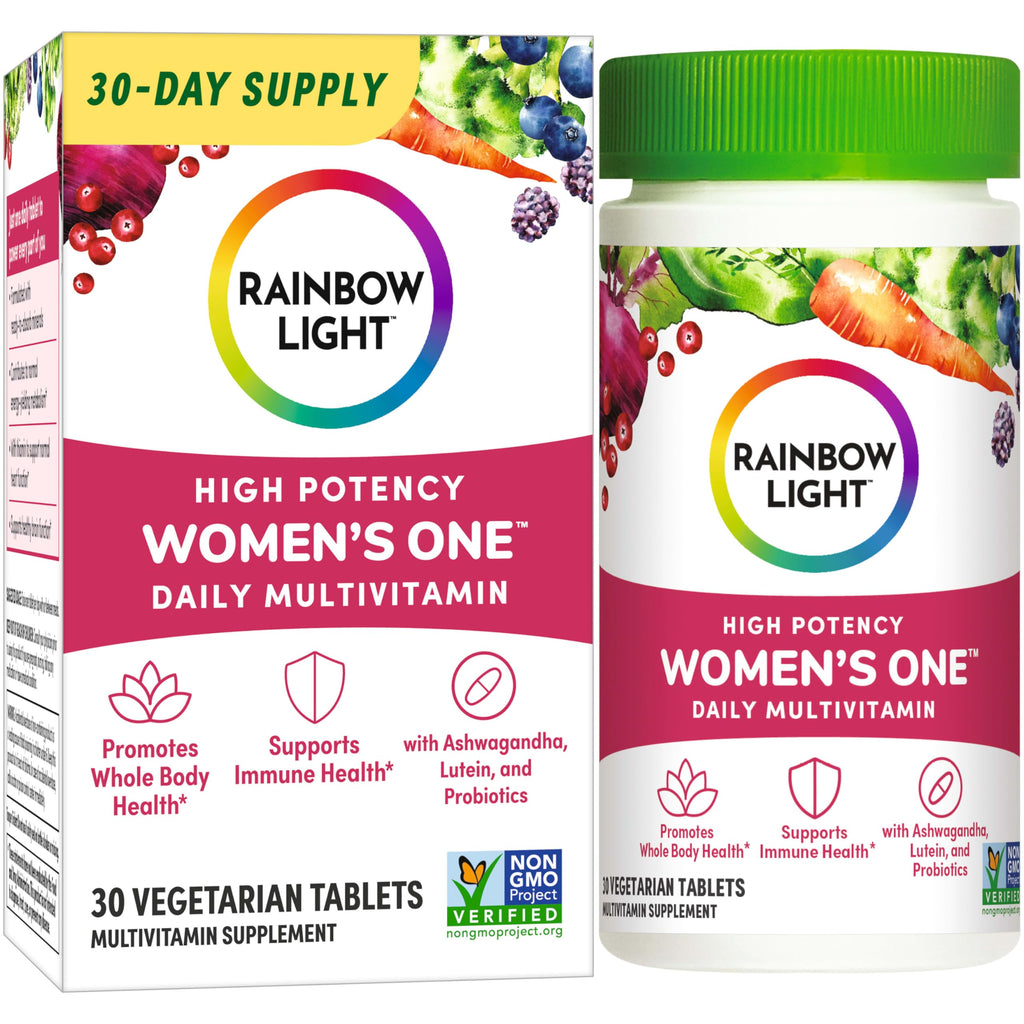 Rainbow Light Womens One High-Potency Daily Multivitamin, Womens Multivitamin Provides High-Potency Immune Support, With Vitamin C, Biotin and Ashwagandha, Vegetarian, 30 Count