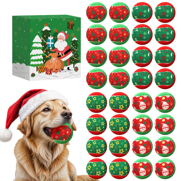 ZALALOVA 32 Pcs Christmas Tennis Balls for Dog Xmas Pets Interactive Toys Bulk Fetch Training Playing Balls Green Red Chewers Green Red Puppy 2.5 Inches for Small Medium Large Dogs