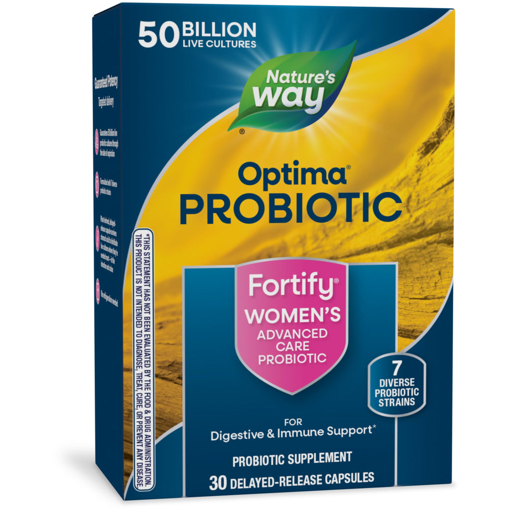 Nature's Way Fortify Optima Probiotic for Women, 50 Billion Live Cultures, 7 Strains, Supports Digestive and Immune Health*, 30 Capsules (Packaging May Vary)
