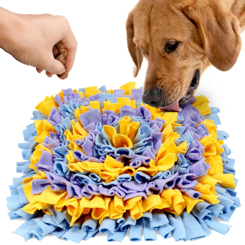 LIVEKEY Dog Snuffle Mat, Feeding Mat for Dogs, Durable Interactive Puzzle Toys for Training Foraging Skills(Yellow&Blue&Purple)