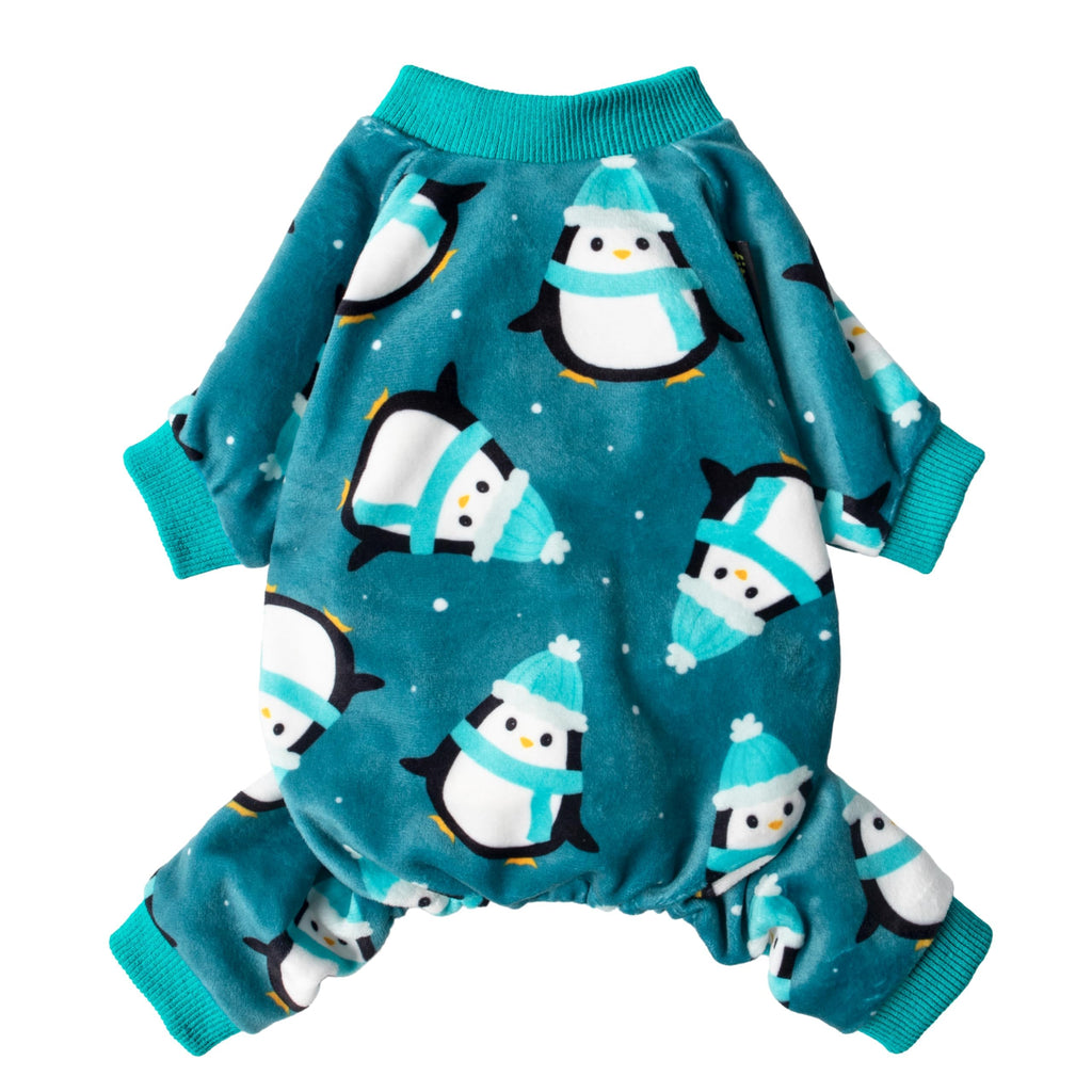 Fitwarm Cute Penguin Dog Pajamas, Dog Winter Clothes for Small Dogs Girl Boy, Cozy Dog Onesie, Soft Pet Jammies, Doggy Apparel, Teal Blue, Medium