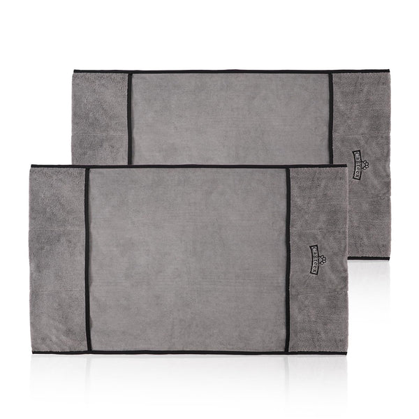 Microfiber Dog Towels Set Absorbent: 2 Pack Quick Dry Large Dog Towel for Drying Dogs - Super Soft Pet Bath Grooming Towels for Cat Dogs Mobile Groomers(24 * 40 inch, Grey)