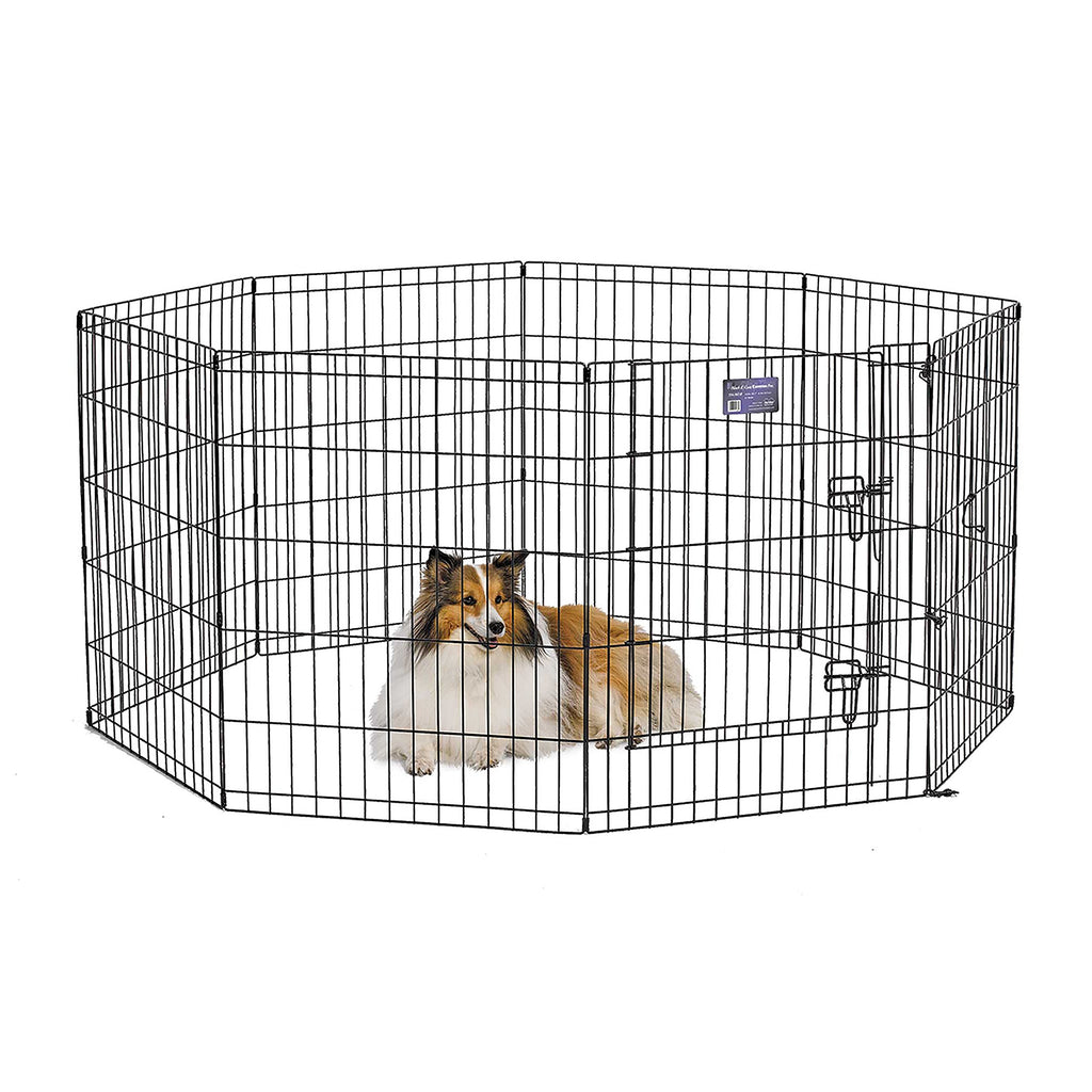 MidWest Homes for Pets Dog Exercise Pen & Playpen, 24" W x 30" W, with Door, Black