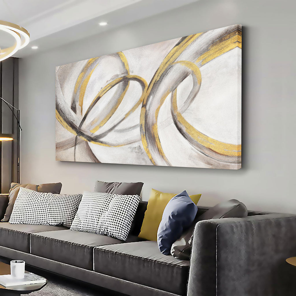 Abstract Canvas Wall Art For Living Room Framed Wall Decor For Bedroom Office Wall Decor Brown and Gold Lines Paintings Wall Pictures Artwork Modern Aesthetic Home Decor 24x48 In