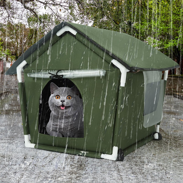 Outdoor Cat House Weatherproof Cat Shelters for Feral Cats Indoor Cat House with Mat and Edging Nails for Outside Provides Cozy Shelter for Stray and Outdoor Cats