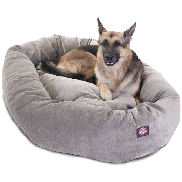 Majestic Pet 52 Inch Micro Velvet Calming Pet Bed Washable – Cozy Soft Round Dog Bed with Spine for Head Support - Fluffy Donut Dog Bed 52x35x11 (inch) – Round Pet Bed X- Large - Vintage