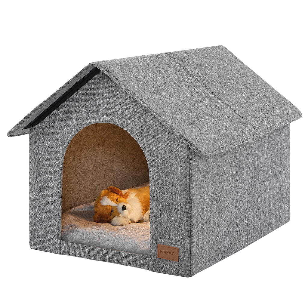 NUROMY Indoor Dog House with Washable Plush Cushion - Medium Size, Suitable for Dogs & Cats Under 22 Pounds
